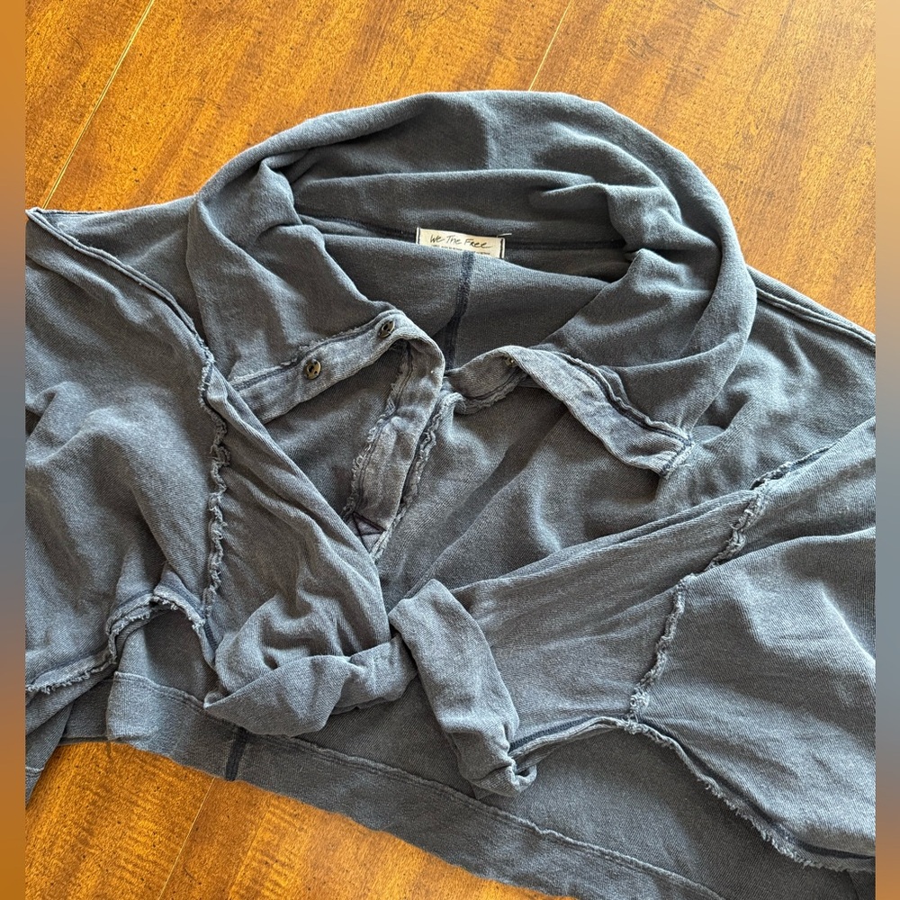 We The Free Blue Textured Knit Top